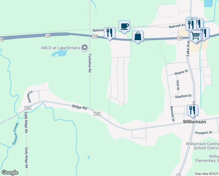 map of restaurants, bars, coffee shops, grocery stores, and more near 6268 Whispering Woods Drive in Williamson