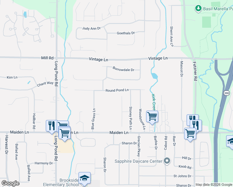 map of restaurants, bars, coffee shops, grocery stores, and more near 42 Angela Villa Lane in Rochester