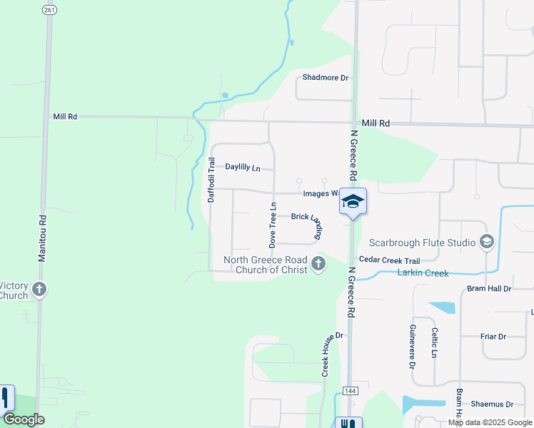 map of restaurants, bars, coffee shops, grocery stores, and more near 144 Dove Tree Lane in Rochester