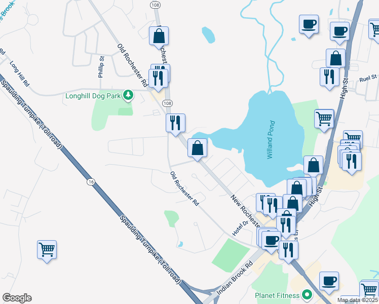 map of restaurants, bars, coffee shops, grocery stores, and more near in Dover