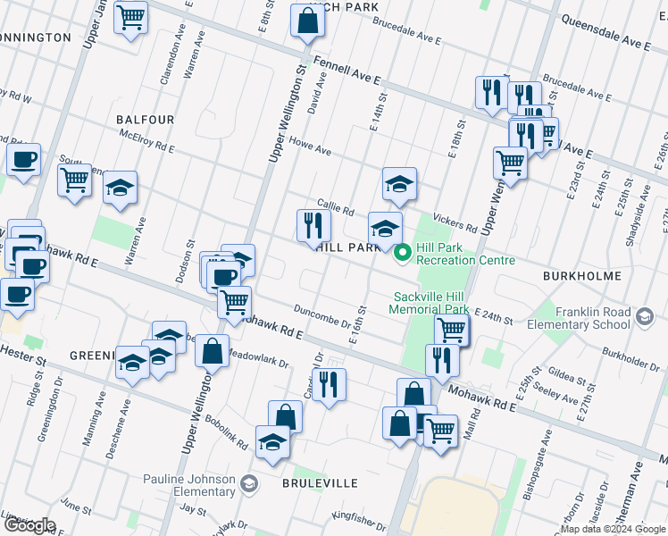 map of restaurants, bars, coffee shops, grocery stores, and more near 231 South Bend Road East in Hamilton