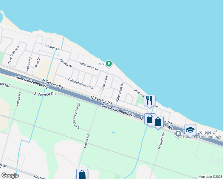 map of restaurants, bars, coffee shops, grocery stores, and more near 29 Springbreeze Heights in Hamilton