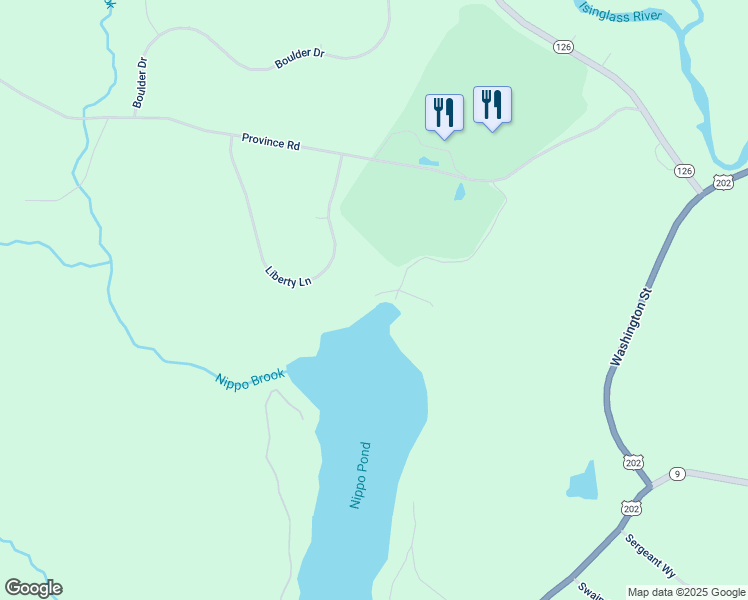 map of restaurants, bars, coffee shops, grocery stores, and more near 23 Bailey Way in Barrington