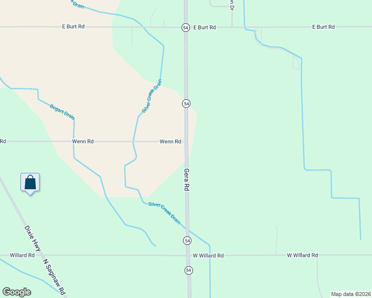 map of restaurants, bars, coffee shops, grocery stores, and more near 13505 Gera Road in Birch Run