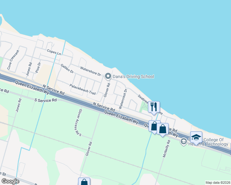 map of restaurants, bars, coffee shops, grocery stores, and more near 51 Springbreeze Heights in Hamilton