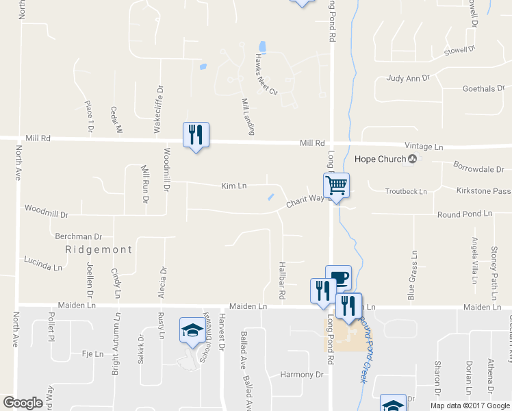 map of restaurants, bars, coffee shops, grocery stores, and more near 130 Charit Way in Rochester