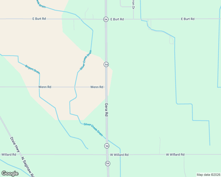 map of restaurants, bars, coffee shops, grocery stores, and more near 13505 Gera Road in Birch Run