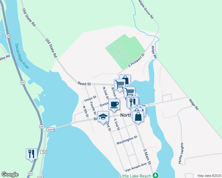 map of restaurants, bars, coffee shops, grocery stores, and more near 251 North First Street in Northville