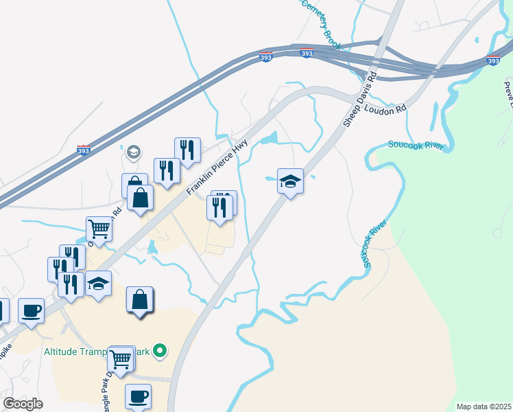 map of restaurants, bars, coffee shops, grocery stores, and more near 303 Sheep Davis Road in Concord