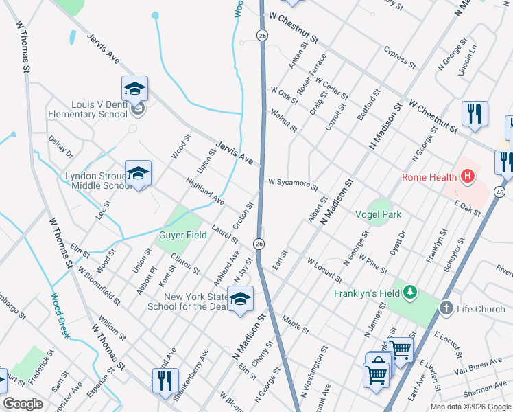 map of restaurants, bars, coffee shops, grocery stores, and more near 531 Turin Street in Rome