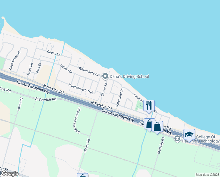 map of restaurants, bars, coffee shops, grocery stores, and more near 51 Springbreeze Heights in Hamilton