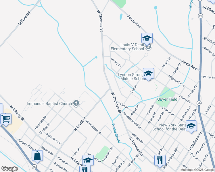 map of restaurants, bars, coffee shops, grocery stores, and more near 903 West Thomas Street in Rome