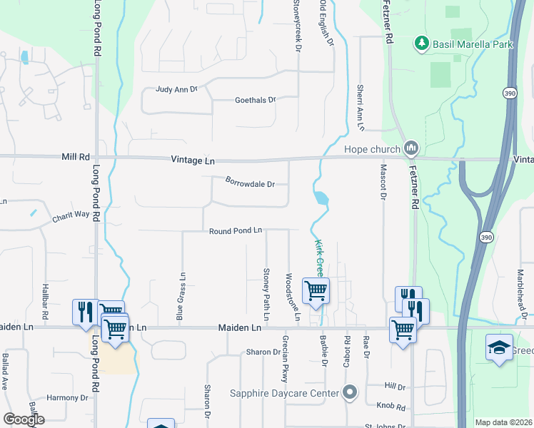 map of restaurants, bars, coffee shops, grocery stores, and more near 114 Kirkstone Pass in Rochester