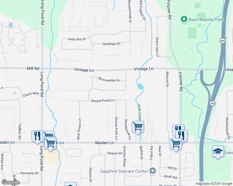 map of restaurants, bars, coffee shops, grocery stores, and more near 114 Kirkstone Pass in Rochester