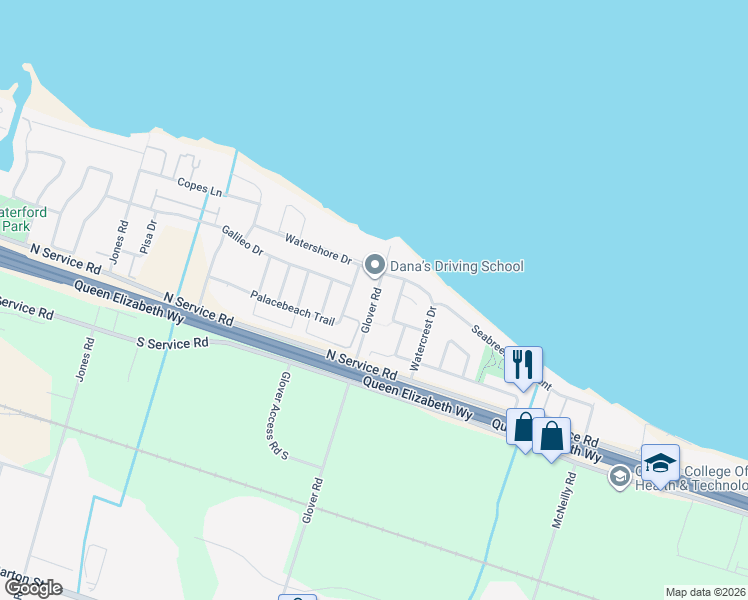 map of restaurants, bars, coffee shops, grocery stores, and more near 481 Glover Road in Hamilton