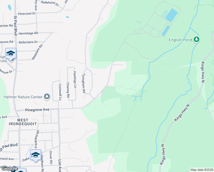 map of restaurants, bars, coffee shops, grocery stores, and more near 527 Muskoka Trail in Irondequoit