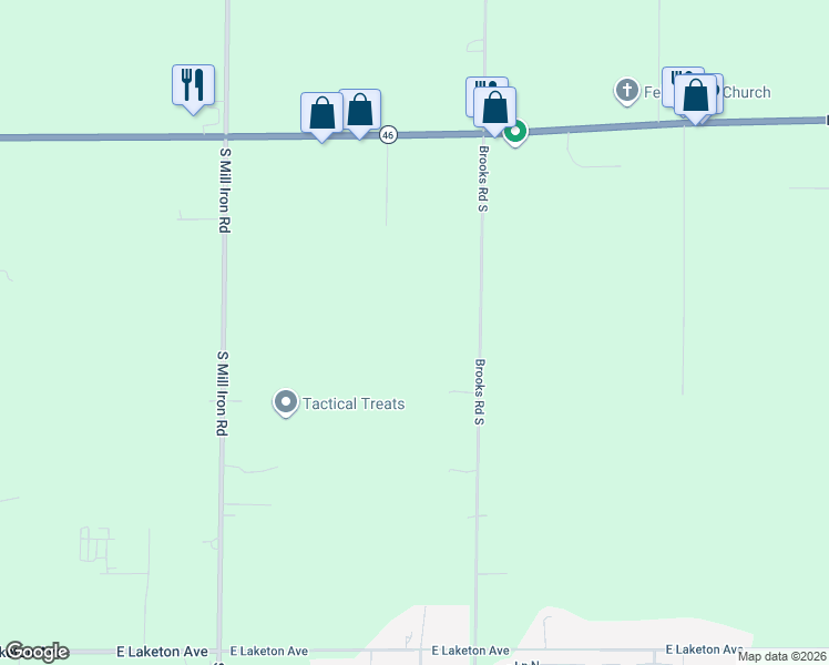 map of restaurants, bars, coffee shops, grocery stores, and more near 1307 Brooks Road South in Muskegon