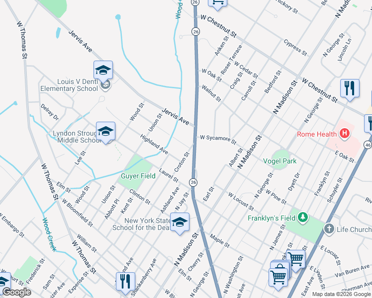 map of restaurants, bars, coffee shops, grocery stores, and more near 531 Turin Street in Rome