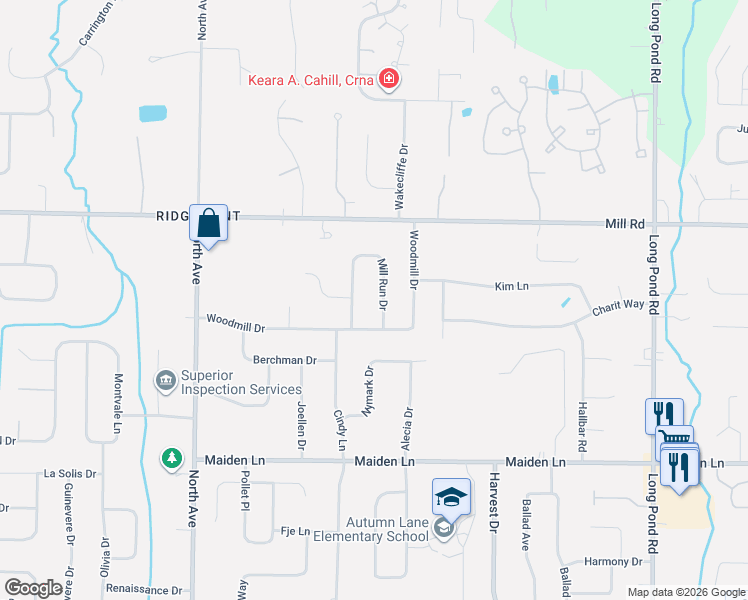 map of restaurants, bars, coffee shops, grocery stores, and more near 67 Mill Run Drive in Rochester