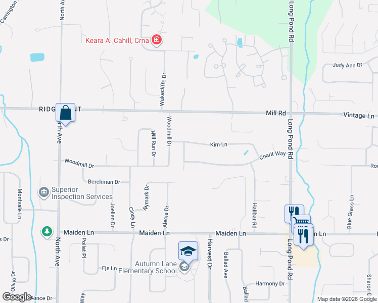 map of restaurants, bars, coffee shops, grocery stores, and more near 33 Mathew Lane in Rochester