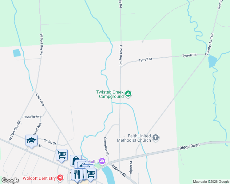 map of restaurants, bars, coffee shops, grocery stores, and more near 6277 East Port Bay Road in Wolcott