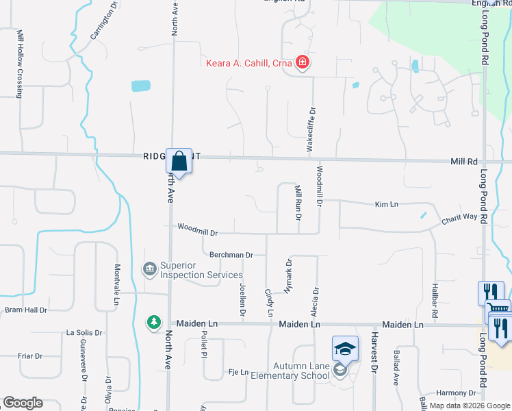 map of restaurants, bars, coffee shops, grocery stores, and more near Holley Sue Lane in Monroe County