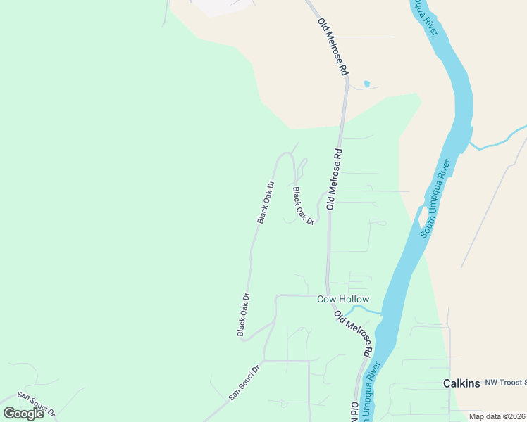 map of restaurants, bars, coffee shops, grocery stores, and more near 781 Black Oak Drive in Roseburg