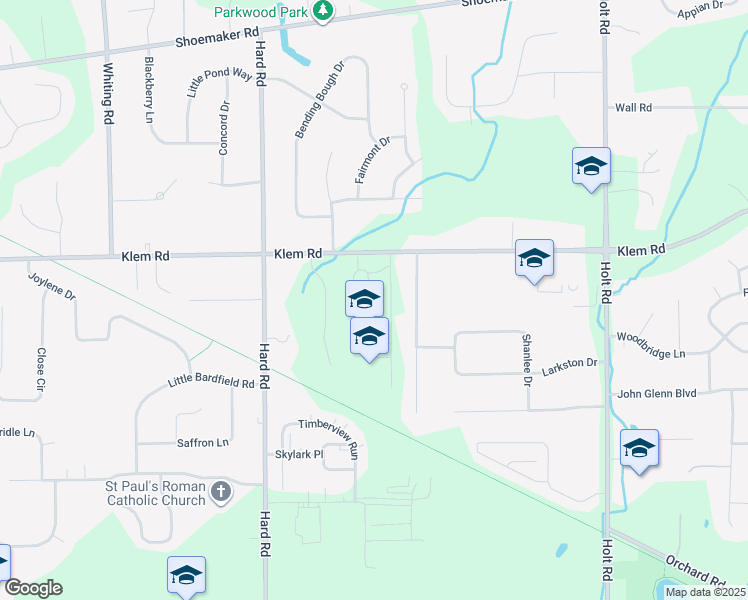 map of restaurants, bars, coffee shops, grocery stores, and more near 1015 Klem Road in Webster