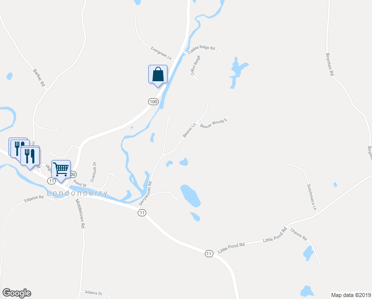map of restaurants, bars, coffee shops, grocery stores, and more near 332 Derrywoods Road in Londonderry