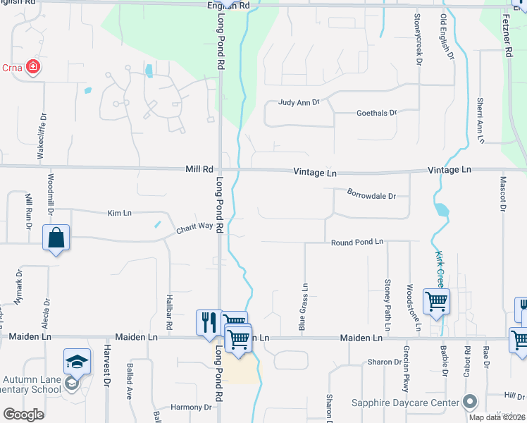 map of restaurants, bars, coffee shops, grocery stores, and more near 175 Troutbeck Ln in Rochester