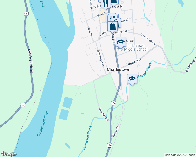 map of restaurants, bars, coffee shops, grocery stores, and more near 122 Southwest Street in Charlestown