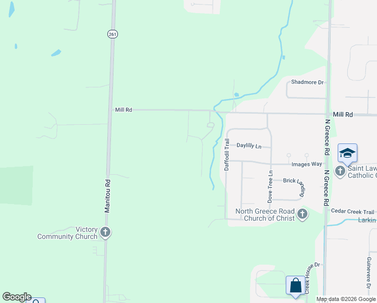 map of restaurants, bars, coffee shops, grocery stores, and more near 555 Mill Road in Rochester