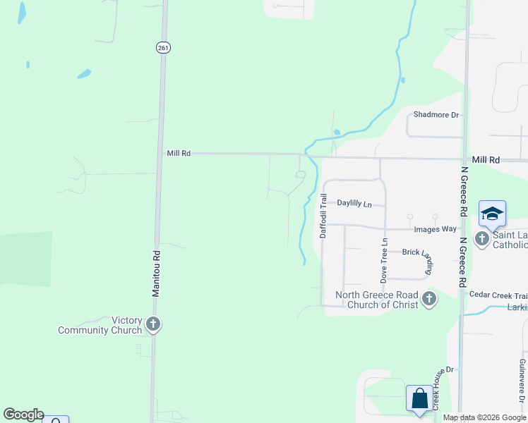 map of restaurants, bars, coffee shops, grocery stores, and more near 555 Mill Road in Rochester
