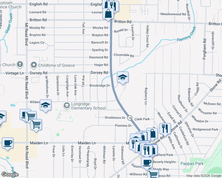 map of restaurants, bars, coffee shops, grocery stores, and more near in Rochester