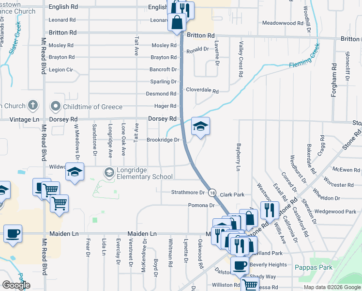 map of restaurants, bars, coffee shops, grocery stores, and more near in Rochester