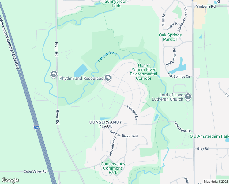 map of restaurants, bars, coffee shops, grocery stores, and more near 7805 Bluestem Trail in DeForest