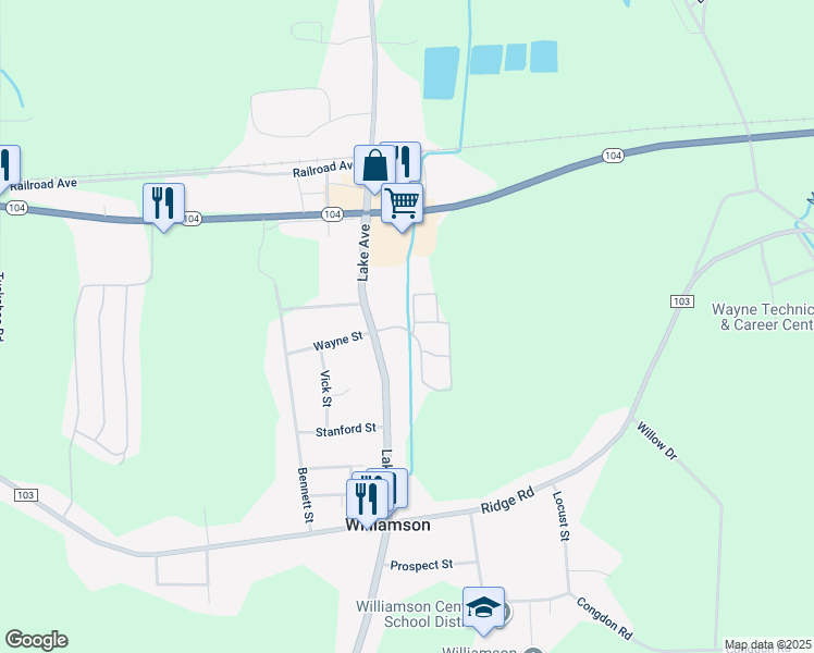 map of restaurants, bars, coffee shops, grocery stores, and more near 4 Arrowbend Drive in Williamson