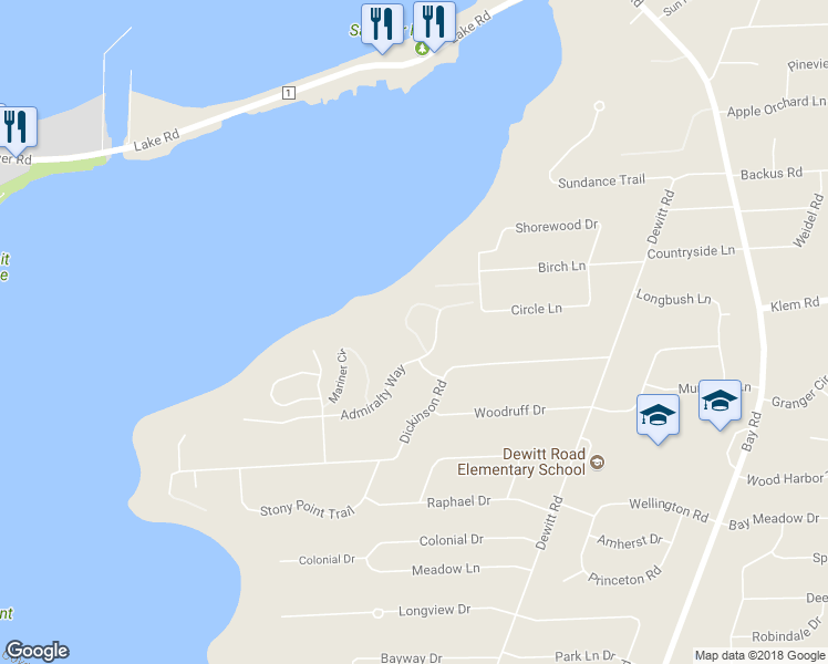 map of restaurants, bars, coffee shops, grocery stores, and more near 682 North Cove Drive in Webster