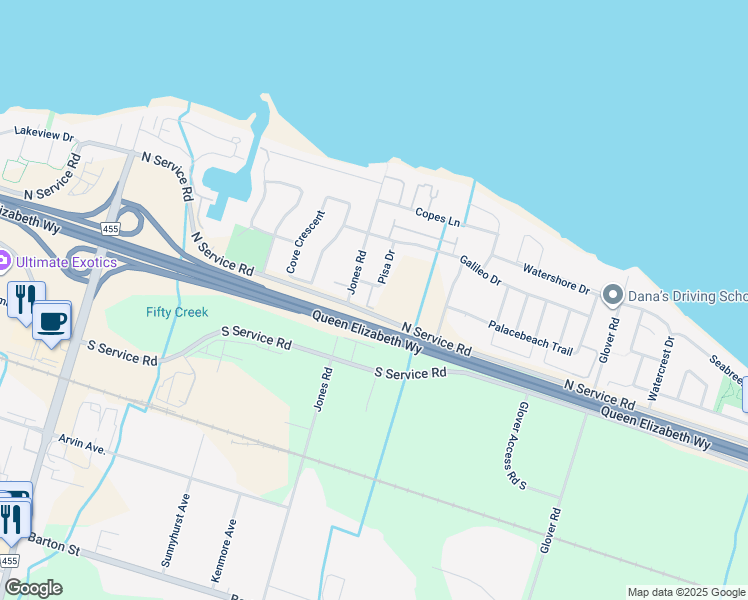 map of restaurants, bars, coffee shops, grocery stores, and more near 9 Pisa Drive in Hamilton