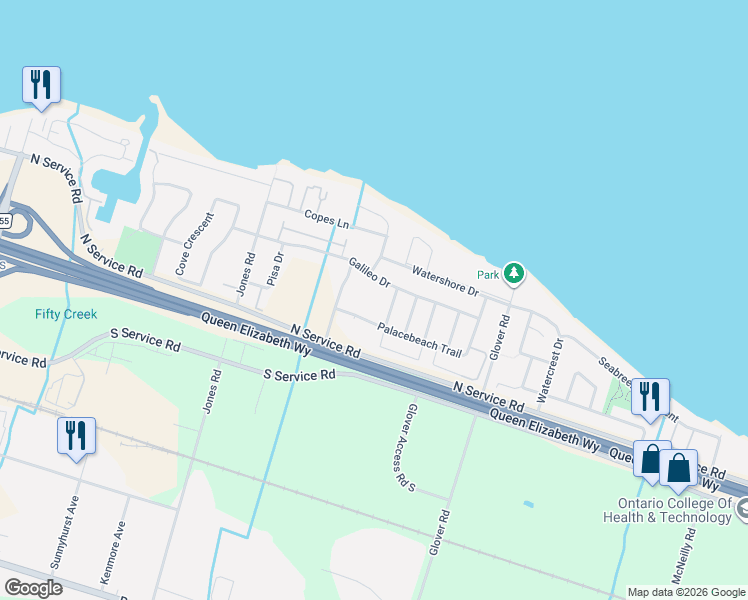 map of restaurants, bars, coffee shops, grocery stores, and more near 40 Dartmouth Gate in Hamilton