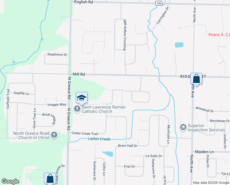 map of restaurants, bars, coffee shops, grocery stores, and more near 409 East Moreno Drive in Rochester