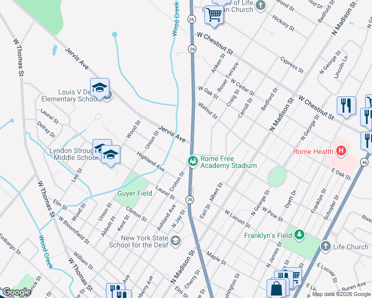 map of restaurants, bars, coffee shops, grocery stores, and more near 607 Turin Street in Rome