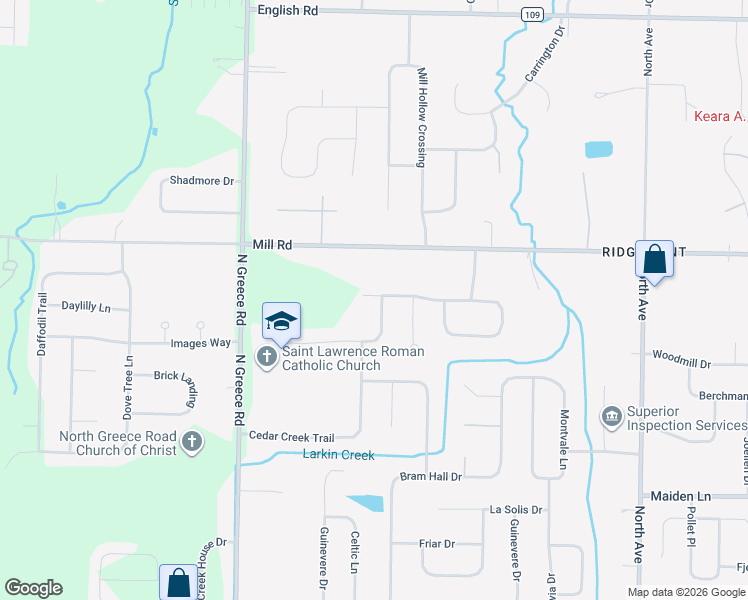 map of restaurants, bars, coffee shops, grocery stores, and more near 327 Rumford Road in Rochester