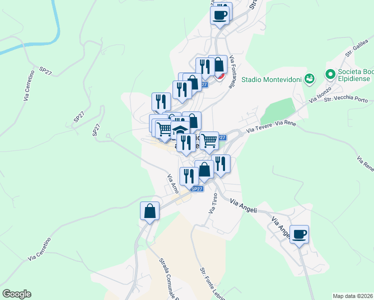 map of restaurants, bars, coffee shops, grocery stores, and more near 21 Corso Baccio in Sant'Elpidio a Mare