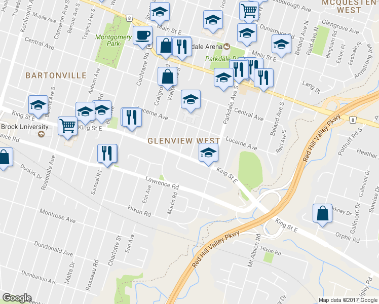 map of restaurants, bars, coffee shops, grocery stores, and more near 256 Summerhill Avenue in Hamilton