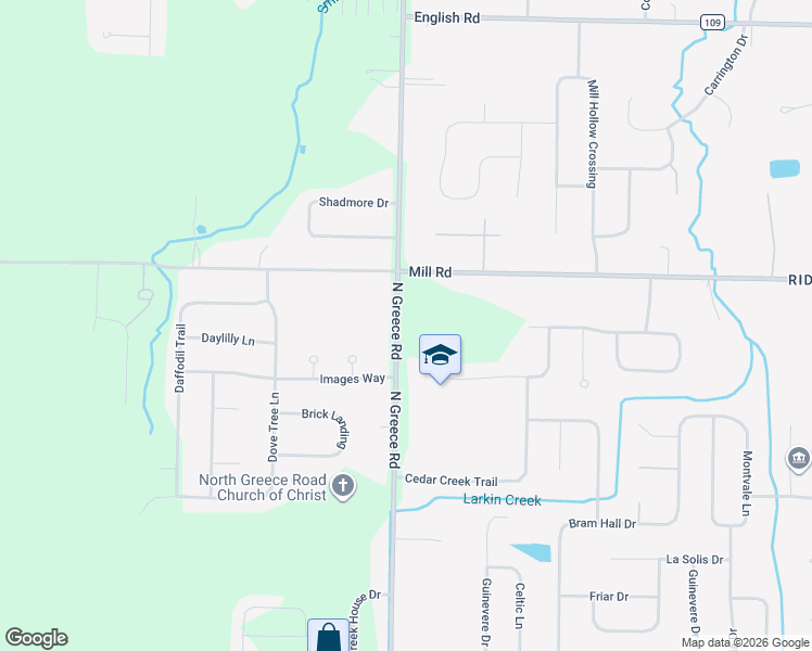 map of restaurants, bars, coffee shops, grocery stores, and more near 978 North Greece Road in Rochester