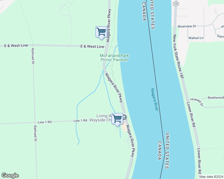 map of restaurants, bars, coffee shops, grocery stores, and more near 15886 Niagara River Parkway in Niagara-on-the-Lake
