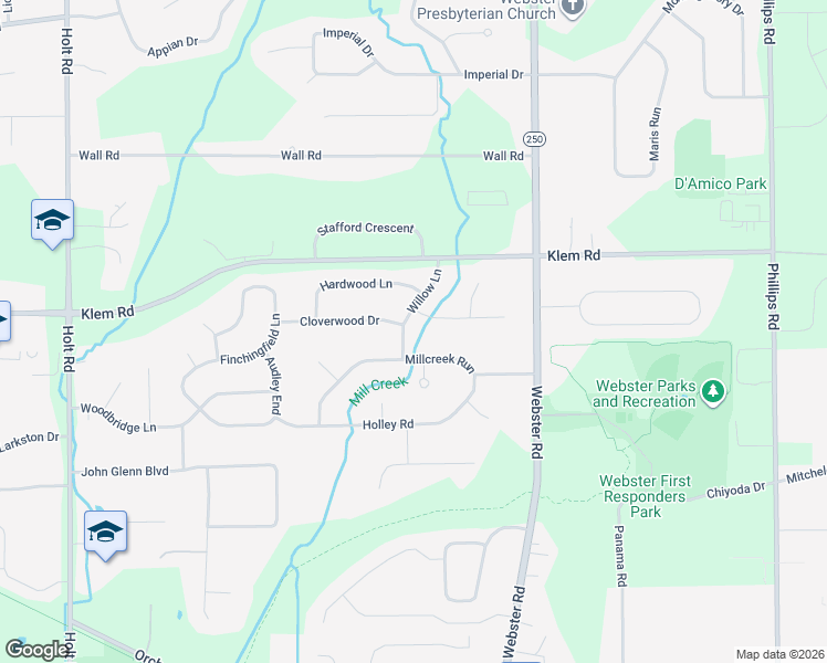 map of restaurants, bars, coffee shops, grocery stores, and more near 668 Willow Lane in Webster