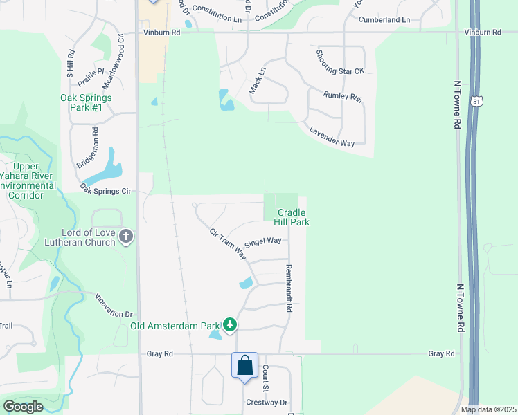 map of restaurants, bars, coffee shops, grocery stores, and more near 4377 Cradle Hill Drive in DeForest