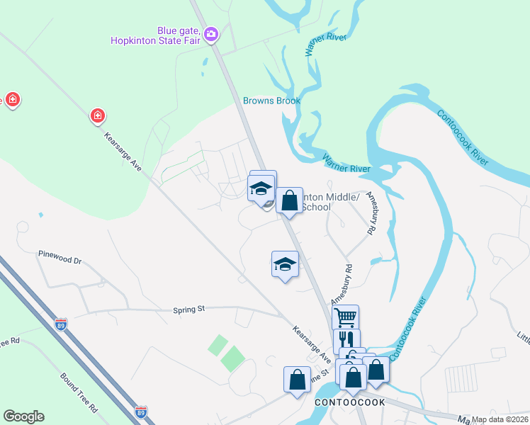 map of restaurants, bars, coffee shops, grocery stores, and more near 297 Park Avenue in Hopkinton